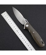 TWOSUN D2 Steel Blade flax handle ceramics ball bearing Folding Knife - $73.26