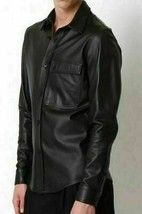 Mens Black Leather Shirt Jacket Genuine Lambskin Men Leather Jacket #31 - £126.31 GBP+