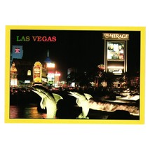 Mirage Casino Marquee Vintage Postcard Dolphin Statues Vegas Strip Night Lights - £7.47 GBP