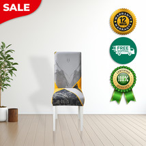 Anyhouz Chair Cover Yellow Gray Abstract Print Elastic Slipcover Dining ... - $445.49 MXN