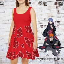 Red Akatsuki Cosplay Naruto Kawaii Women's Skater Dress, Anime Manga Jap... - $46.02+