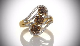 NEW Natural Andalusite &amp; White Zircon Dancing Light Ring, Gold Vermeil, Size 5 - £131.09 GBP