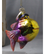 Christmas Mercury Glass Captain and Big Lips Fish Unique Cute 3.5&quot; - £9.76 GBP