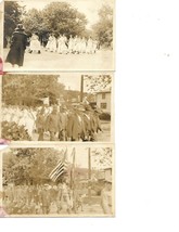 Lot of 3 Real Photo Postcard Military Parade Veterans 4th July? End of WW! ? - £72.96 GBP