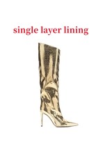 Paris Fashion Women&#39;s Boots Patent Leather High Heel Boots Leopard Print Knee Bo - £92.77 GBP