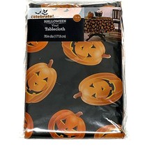 Halloween Jack O Lantern Peva Vinyl Tablecloth Round 70 Inches Pumpkins ... - £11.23 GBP