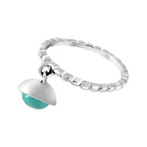 Earth&#39;s Treasure Dangle Green Turquoise Sterling Silver Texture Band Ring-8 - £15.47 GBP