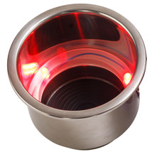 Sea-Dog LED Flush Mount Combo Drink Holder w Drain Fitting - Red LED - $37.85