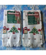 Lot of 2 Christmas Tree Cross Stitch Hand Towel Stitch-A-Print Charles C... - $19.34