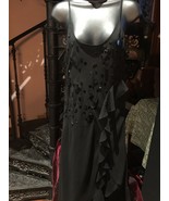 Vintage Negro Transparente Crepé Flapper Deslizarse Vestido de Cóctel de... - £50.15 GBP