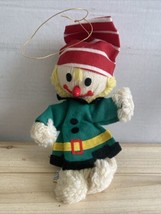 Vintage R Dakin Santa&#39;s Elf  Christmas Ornament Figure Yarn Doll 10&quot; Mad... - €15,24 EUR