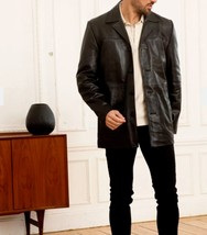 Trench Coat Black Halloween Formal Pure Leather Casual Lambskin Stylish Men Long - £115.77 GBP