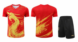 New Li Ning men&#39;s Tops Table tennis T shirts+shorts Print China Dragon - £26.71 GBP