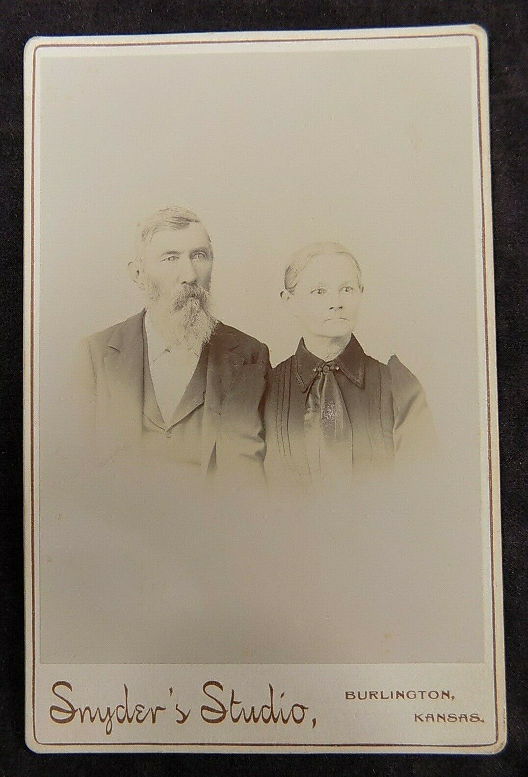 Antique Mounted Photograph Husband &amp; Wife Grandfather Grandmother Black ... - $1.48