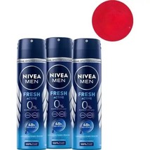 Nivea Men Fresh Active Spray deodorant 150ml 0% Aluminum -3 pack- FREE SHIPPING - £22.99 GBP