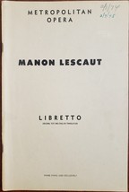 Vintage Metropolitan OperaLibretto New York City 1965: MANON LESCAUT  - £6.35 GBP