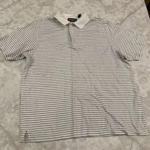 Roundtree &amp; Yorke Men's L White Striped Slim Fit Polo Shirt Short Sleeve... - $8.97