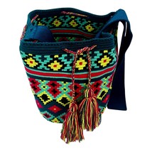 Mochila Wayuu Ethnic 100% hand Woven Shoulder Bag Colombia Multicoloured Gift fo - £63.84 GBP