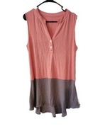 LOGO Lori Goldstein Med Two Tone Pink Gray Sleeveless Blouse Top Tank Bu... - £12.56 GBP