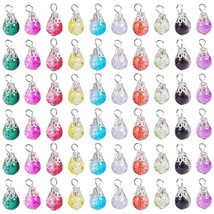 100Pcs Crystal Dangle Charms, Crackle Glass Drop Beads Charms 10 Color Dangle Be - £14.68 GBP