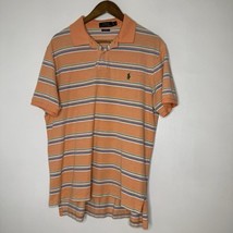 Polo Ralph Lauren Orange Striped Polo Shirt XL Custom Fit Preppy Casual - $27.00