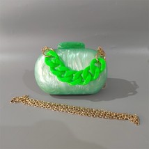  Light Green Lemon Resin Chain Acrylic Box Clutches Evening Handbags For Women M - £95.26 GBP
