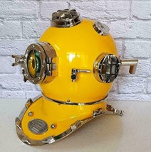 Diving Divers Helmet Vintage Mark V Brass &amp; Iron U.S Navy Nautical Yello... - £280.78 GBP
