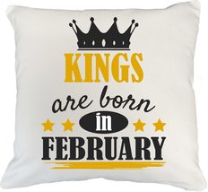 Make Your Mark Design Kings Born in February White Pillow Cover for Birthday, Pr - £19.46 GBP+