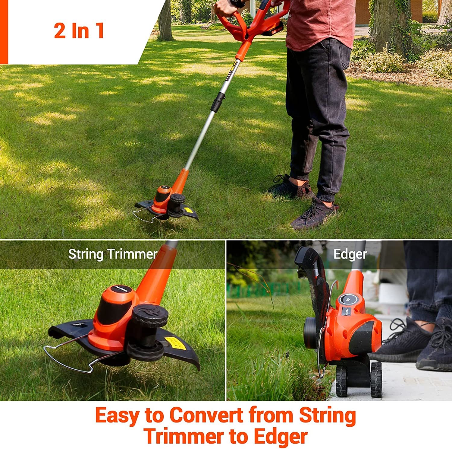 The Paxcess 20V 10Inch Cordless String Trimmer/Lawn Edger, Weed Wacker