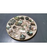 Vintage Abalone Shell &amp; Lucite Round Trivet Seashell MCM Resin 8&#39;&#39; Footed - £18.14 GBP