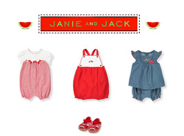 Janie and Jack girl &quot;Watermelon Love&quot;summer bubble rompers/shoes Size 0-3,3-6,4 - £24.12 GBP+