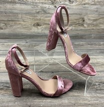 Steve Madden Women&#39;s Heeled Sandals Pink Velvet Ankle Strap Size US 9 - £26.19 GBP