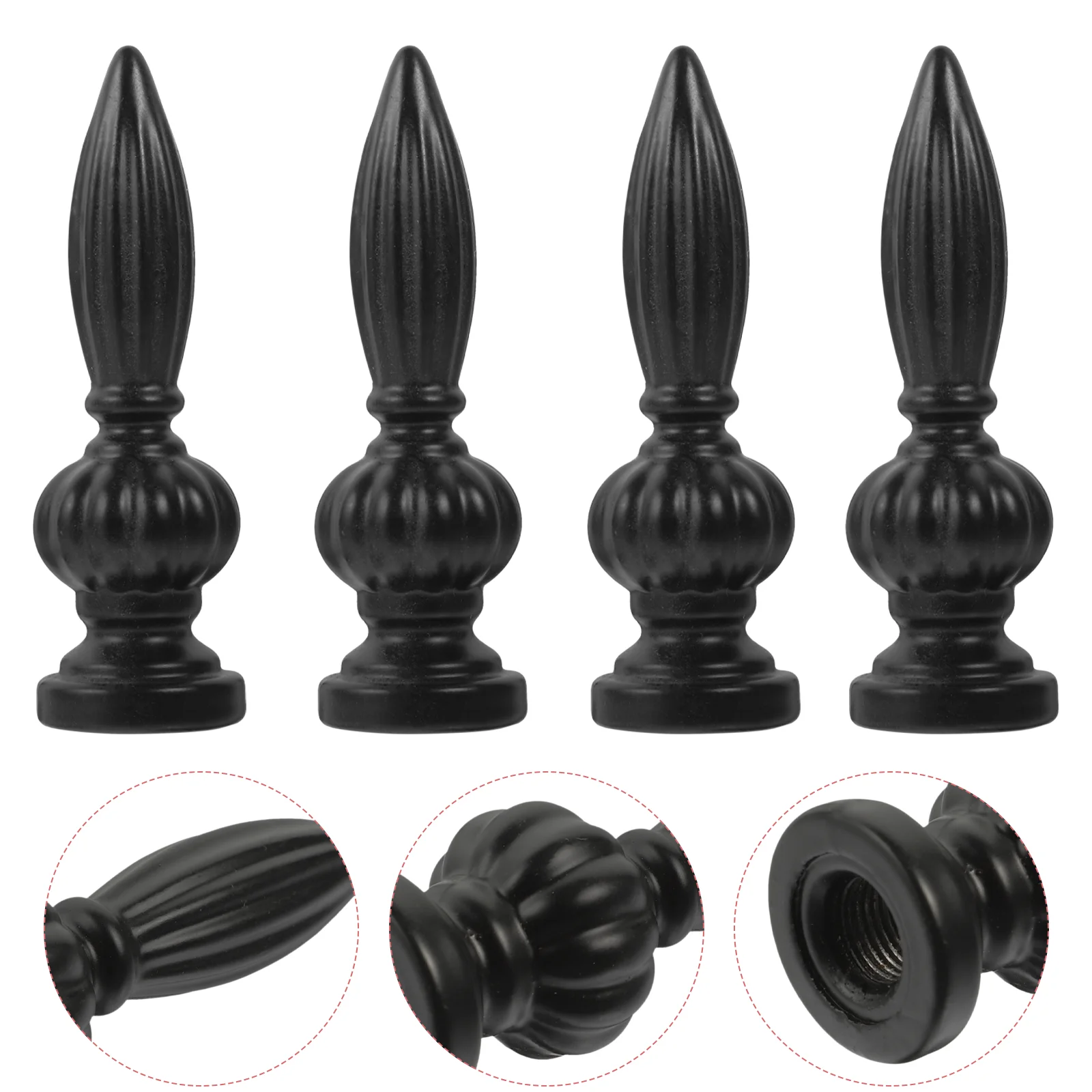4pcs Retro Black Metal Lamp Finials for Table Lamps, Easy Installation - £15.25 GBP