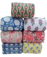3pcs Large Cotton Quilted Wash Bag, Block Printed Toiletry Bags, Bridesm... - $52.68 CAD+
