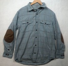 Orvis Fairbanks Long Sleeve Flannel Shirt Suede Elbow Patches Blue Check... - $18.61