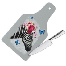 Zebra Photography : Gift Cutting Board Floral Wreath Cute Safari Animal Wild Nat - $28.99+