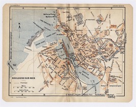 1930 Original Vintage City Map Of BOULOGNE-SUR-MER / PAS-DE-CALAIS / France - £16.74 GBP