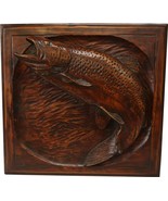 Plaque MOUNTAIN Lodge Jumping Rainbow Trout Fish Coffee Brown Resin - £235.12 GBP