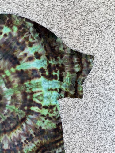 NEW Gilden Men’s Green Brown Spiral Ice Tie Dye Short Sleeve Shirt Size XL Item image 2