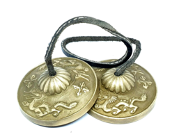 Dragon Tingsha Bells Large Chimes 7cm Bronze Nepal Leather Strap Mantra ... - $21.35