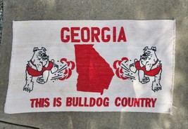 Vintage Georgia Bulldog Country Rug Wall Hang Banner Heavy Cloth 42&quot; x 21&quot; - £35.19 GBP