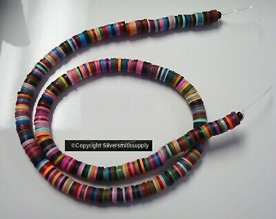 18" Fimo clay 6x1mm rondell beads assorted colors 380-400+- beads  GBS028 - $2.92