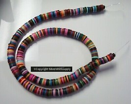 18&quot; Fimo clay 6x1mm rondell beads assorted colors 380-400+- beads  GBS028 - £2.34 GBP