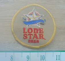 LONE STAR BEER ROUND  CLOTH GOLD/BEIGE SEW ON PATCH NEW - $4.74