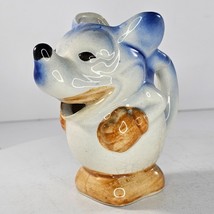 Vintage Mickey Mouse Creamer Pitcher Blue Ceramic Brown Gloves Long Nose *Chip* - £39.95 GBP