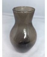VTG Art Glass Controlled Bubbles Vase Pulled Brown Smokey Hand Blown Min... - £38.83 GBP
