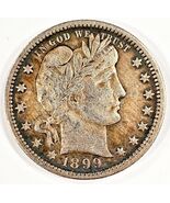 1899 25C Barber Quart En État Extra Fin XF, Tannage Moyen, Bon Détail - $114.38