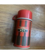 Vintage Thermos Division King Seeley Half Pint Size Red Brown Stripe USA... - €16,86 EUR