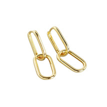 Anyco Earrings Gold Plated Geometric Double Oval Ear Buckle For Women Girl Teen  - £32.23 GBP