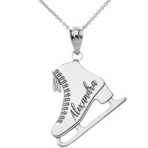 Personalized Name Silver Ice Skate Winter Sport Figure Skating Pendant Necklace - £52.85 GBP+